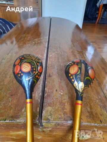 Стари Руски дървени лъжици,хохлома #6, снимка 4 - Други ценни предмети - 53144610