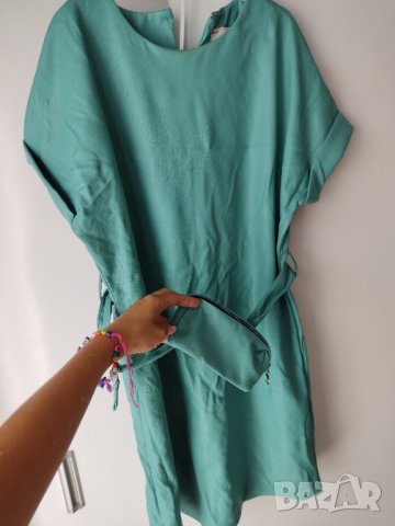 Дамска  къса кожена рокля М рр синьо-зелен цвят  , снимка 4 - Рокли - 42201456
