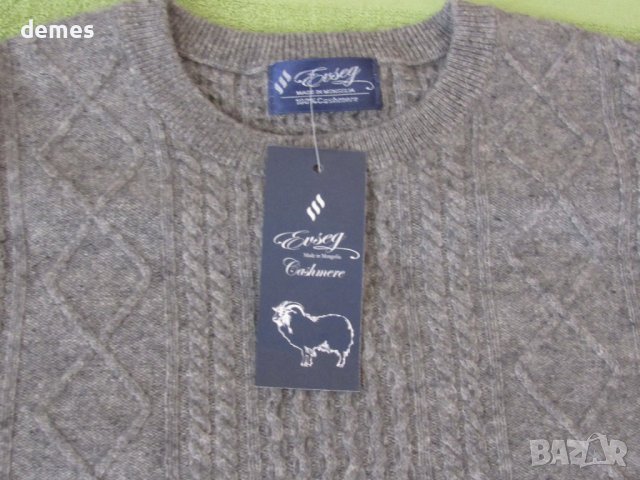 Сив пуловер от 100% кашмир, нов, размер L, Монголия, снимка 8 - Пуловери - 37431991