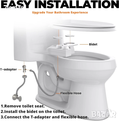 Приставка за Биде за тоалетна чиния с обръщане ляво/дясно, двойни дюзи (задно и женско измиване), снимка 3 - Други стоки за дома - 52089073