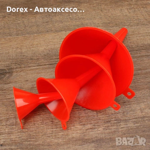 Комплект 4 броя пластмасови фунии - различни размери за течности, снимка 7 - Аксесоари и консумативи - 54078543