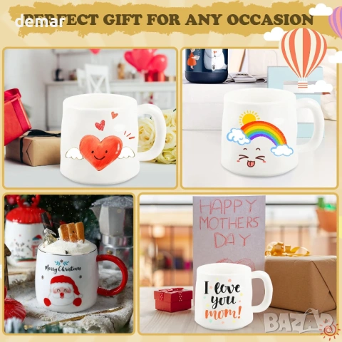 Комплект за рисуване „Направи си сам“ върху чаши, 2 чаши, четки, бои и ръководство за вдъхновение, снимка 6 - Други стоки за дома - 54054399