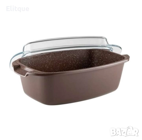 Съд за печене с капак 32x8cm, 4.8L, шоколад,  лят алуминий, снимка 5 - Други - 52852630