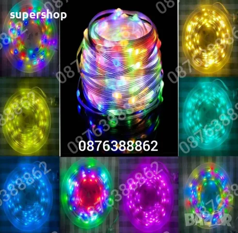 Лед Лампички 10м. за Коледна Елха Декорация Дистанционно, Блутут, RGB, снимка 6 - Други - 47999599