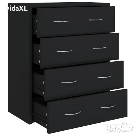 vidaXL Сайдборд с 4 чекмеджета, 60x30,5x71 см, черен