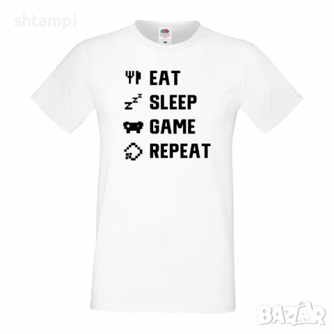 Мъжка тениска Game 4,Eat,Sleep,Game,Anime,Repeat,Ядене,Спане,Геймс,Подарък,Повторение,Празник,Игри, снимка 2 - Тениски - 36419170