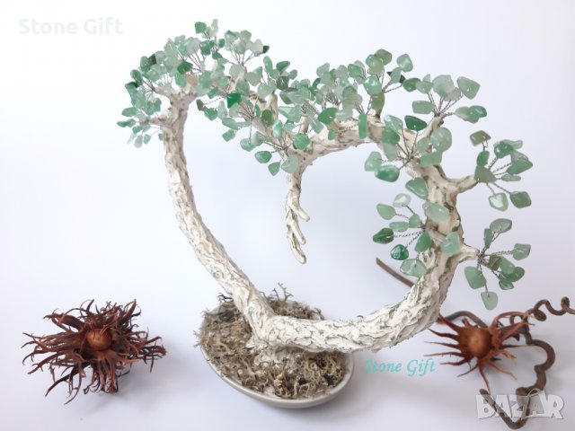 Дръвче Авантюрин Сърце, Юбилей, Подарък Момиче, Подарък Имен ден, Бижу, Идея Нова Година, снимка 4 - Други - 34692783