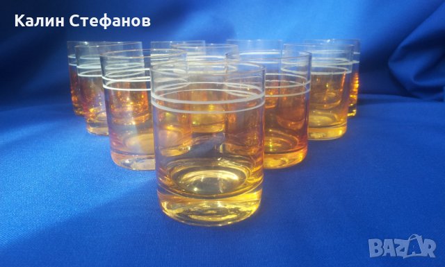 Ретро ракиени чашки за концентрат калиево стъкло 10 бр, 50 мл, снимка 1 - Антикварни и старинни предмети - 31878905