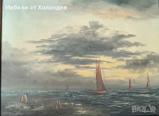 Морски пейзаж с дървена рамка, снимка 3 - Картини - 56038373