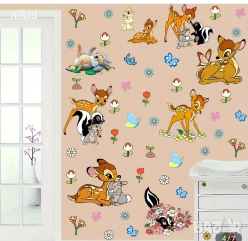 Бамби самозалепващи стикери стикер за детска стая стена мебел декор самозалепващ, снимка 3 - Други - 52161693