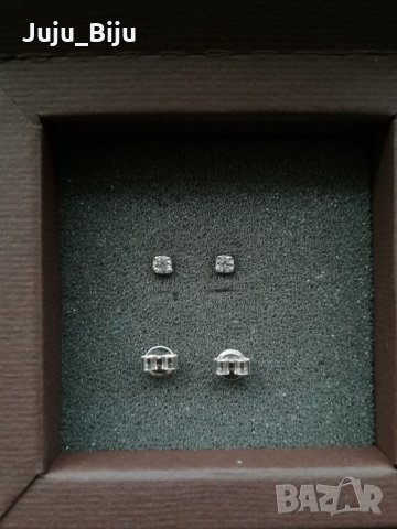 Сребърни обеци с камъни цирконий, снимка 1 - Обеци - 31033881