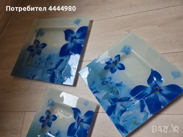 Сини чинийки 3 броя в комплект или на брой, снимка 5 - Чинии - 49897204