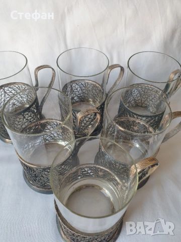 Комплект подстакани, снимка 4 - Антикварни и старинни предмети - 54267684