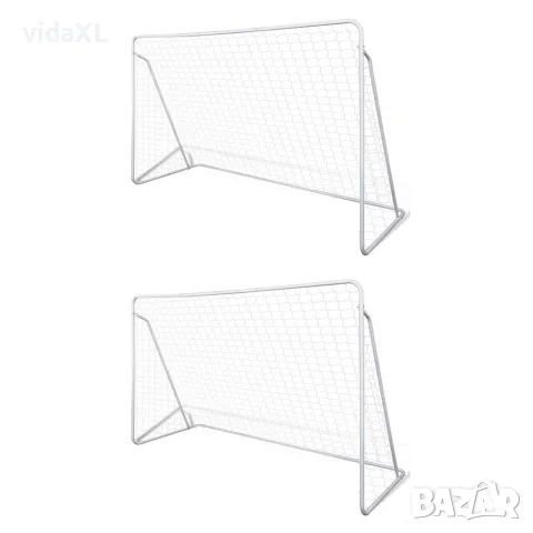 vidaXL Футболни врати с мрежи, стомана, 2 бр, 240x90x150 см, снимка 1 - Футбол - 56146532