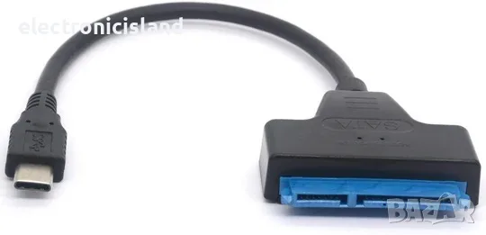 Type-C към USB 3.0 към SATA Адаптер Кабел за 2.5"/3.5" SSD/HDD – Висока Скорост 5Gbps, снимка 4 - Кабели и адаптери - 20954770