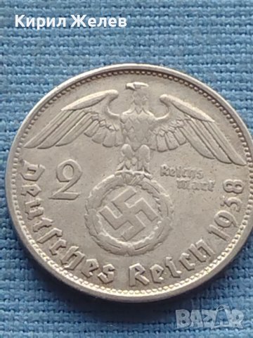 Сребърна монета 2 райхсмарки 1938г. Нацистка Германия със СВАСТИКА 39637