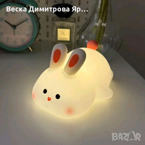 Нощна лед лампа заек Tilihome Rabbit LED Light - сладка заешка лампа, снимка 5 - Лед осветление - 52024375