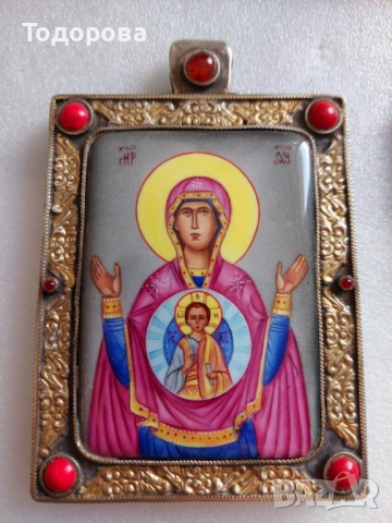 Руска сребърна емайлова икона(панагия) сребро 84, снимка 11 - Икони - 52943329