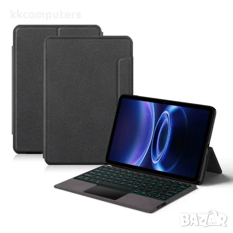 За Xiaomi Redmi Pad 2 SE PU Калъф с Bluetooth Клавиатура, Тъчпад и Подсветка – Черен
