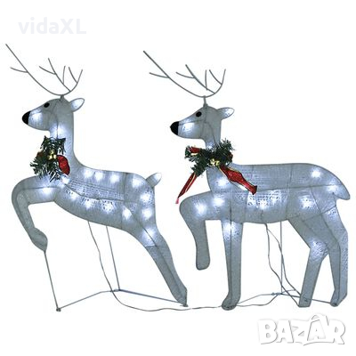 vidaXL Коледни елени, 2 бр, бели, 40 LED(SKU:342685, снимка 1