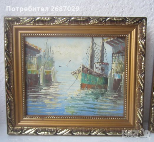 Пейзаж, море, кораб, чайка картина с рамка , снимка 2 - Картини - 31106928