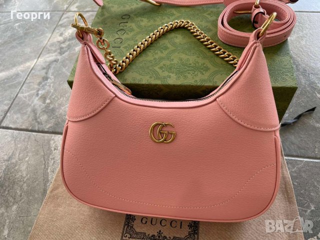 Оригинална Гучи Розова Кожена чанта Gucci Aphrodite Дръжка И Синджир, снимка 3 - Чанти - 42158327