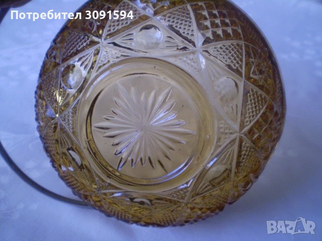 Винтидж Кристална бонбониера Арт деко метал оригинално стъкло цвят карамел, снимка 9 - Други ценни предмети - 38457517