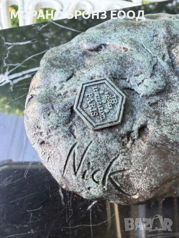 скулптура на жена върху мраморна основа – авторска работа на Nick (J.B. Lerecganti Paris), снимка 4 - Антикварни и старинни предмети - 55999586
