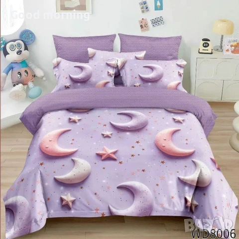 Флорален комплект с ластик, 100% памук 1 бр. х плик за завивка 200 x 230 cm 1 бр. х долен чаршаф , снимка 2 - Спално бельо - 54090365