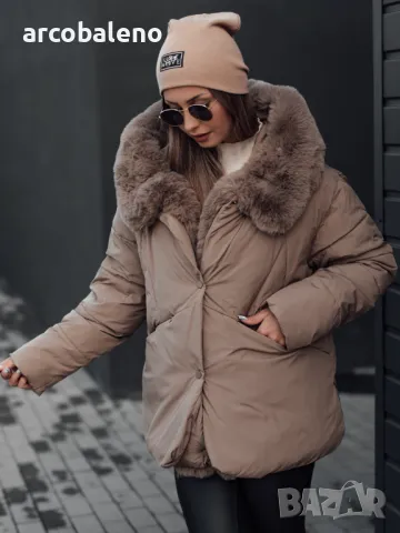 LUNAVI Дамско зимно яке ватирано с косъм, 3цвята , снимка 4 - Якета - 47488594