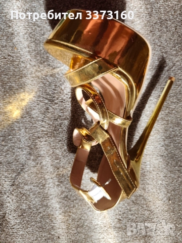 Златисти официални сандали, снимка 2 - Дамски елегантни обувки - 52373745