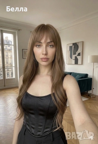 НОВА Кафява естествена перука! 100% високо качество, снимка 5 - Аксесоари за коса - 54031979