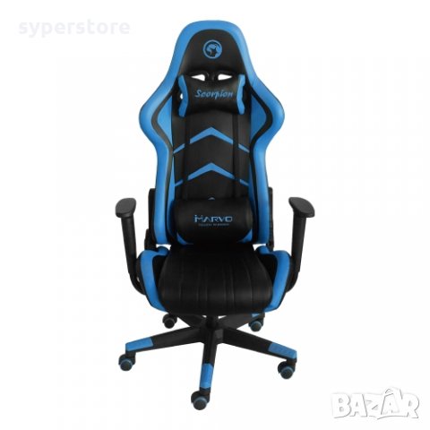Геймърски стол Marvo CH106 Синьо - Черен ергономичен стол за геймъри