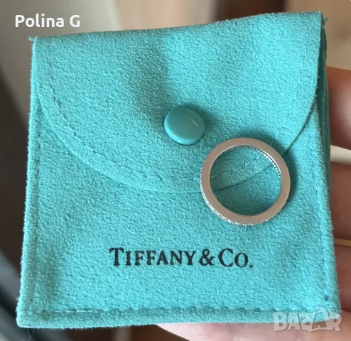 Оригинален Tiffany & Co. платинен пръстен с диаманти – PT950, снимка 7 - Пръстени - 56299853