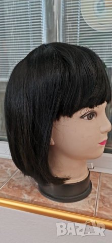 Нова черна перука от естествена коса перука от човешки косъм 30 см Боб стил - мод.16, снимка 8 - Аксесоари за коса - 29932399
