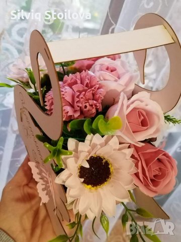 Лебеди със сапунени цветя, снимка 7 - Подаръци за жени - 39594534