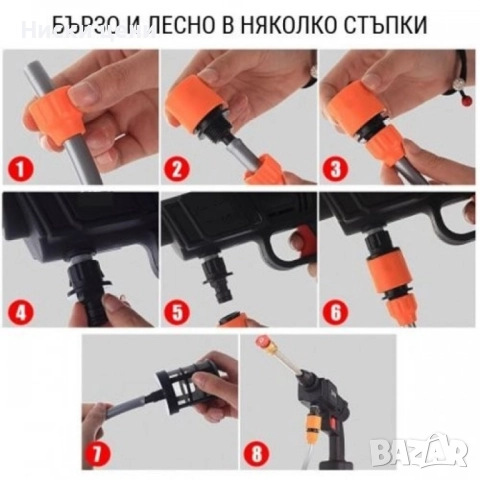 Акумулаторна Водоструйка 22 Бара, 1бр Батерия 48V 8Ah, Зарядно и Аксесоари в куфар - ПРОМОЦИЯ !!!, снимка 2 - Парочистачки и Водоструйки - 52454227