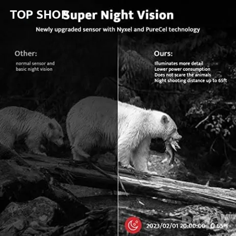 Нова водоустойчива ловна камера за диви животни Нощно виждане Лов Сигурност, снимка 6 - Спортна екипировка - 49657650