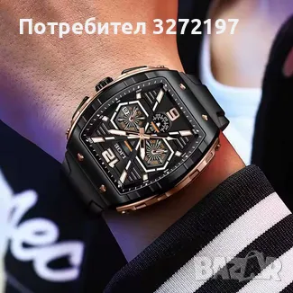 LIGE Кварцов ръчен часовник,Водоустойчив спортен часовник,Силиконова каишка,Хронограф, снимка 4 - Мъжки - 48425986