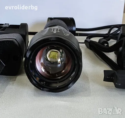 ПРОМОЦИЯ!!! МОЩЕН LED ФЕНЕР К-Т СЪС СТОЙКА, ИЗНЕСЕН СПУСЪК И ДВА ВИДА ЗАРЯДНИ 12V и 220V., снимка 4 - Ловно оръжие - 49643338