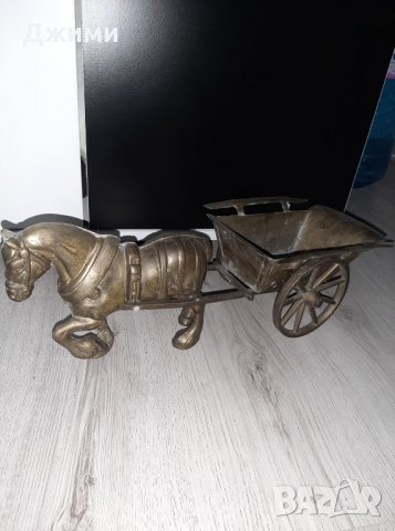 масивен бронзов кон със кару4ка, снимка 4 - Антикварни и старинни предмети - 36670704