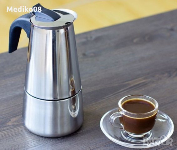 Иноксова кафеварка за индукционен котлон, снимка 4 - Кафемашини - 26344368