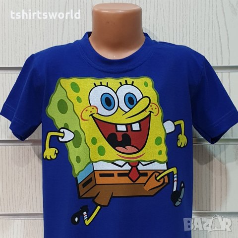 Нова детска синя тениска с дигитален печат Спондж боб, SpongeBob, снимка 5 - Детски тениски и потници - 31691067