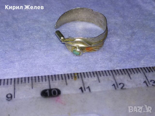 СТАРИННА ЛИСТОВИДНА АРТ НУВО СРЕБЪРНА ОБЕЦА STERLING D АНГЛИЯ РЪЧНА РАБОТА с НАТУРАЛЕН ТЮРКОАЗ 40322, снимка 14 - Антикварни и старинни предмети - 42793719
