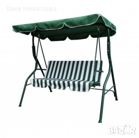 Градинскa люлка двуместна, бял/зелен -  140 *110*H153