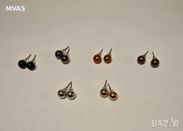 Нови дамски обеци топчета металик различни цветове, снимка 2 - Обеци - 53295915