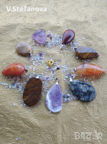 Колиета, висулки от натурални полускъпоценни камъни. Свети Валентин  , снимка 6 - Колиета, медальони, синджири - 31980343