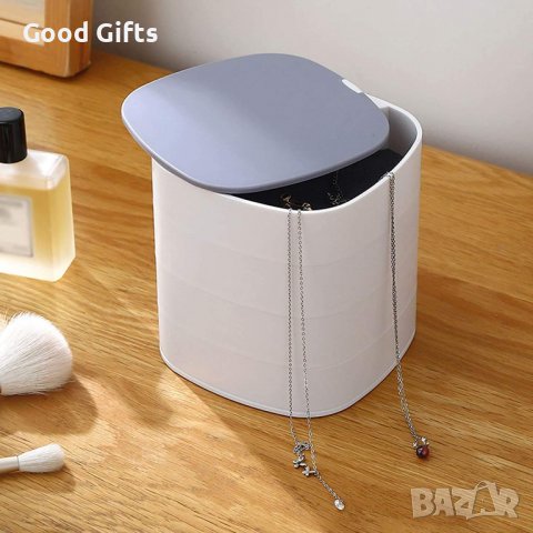 Въртяща се кутия органайзер за бижута , Бяла/Розова , с огледало, снимка 4 - Други - 39358885