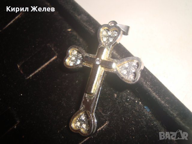 НАГРЪДЕН КРЪСТ от БЛАГОРОДНА СТОМАНА с КРАСИВИ КРИСТАЛИ 17153, снимка 6 - Колиета, медальони, синджири - 31283138