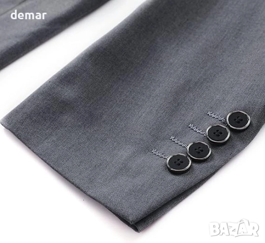 YFFUSHI Мъжко сако Slim Fit с папионка и 1 копче, класическо леко сако, сиво, XL, снимка 7 - Сака - 52443097